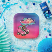 オ転がバーローラースケート女子バースデーパーティー ペーパープレート (パーティー)