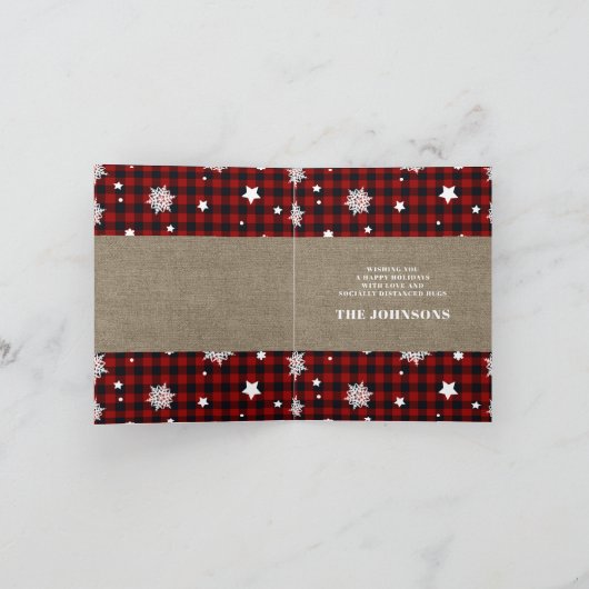 オ鹿おもしろいバッファロープレイドバーラップクリスマス シーズンカード (内部)