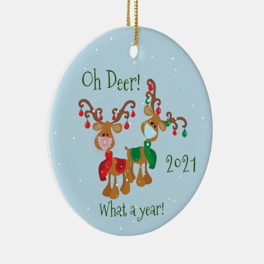 『オ・ジカ・ワット・ア・イヤー・クリスマス2021年の大流行』 セラミックオーナメント (右)
