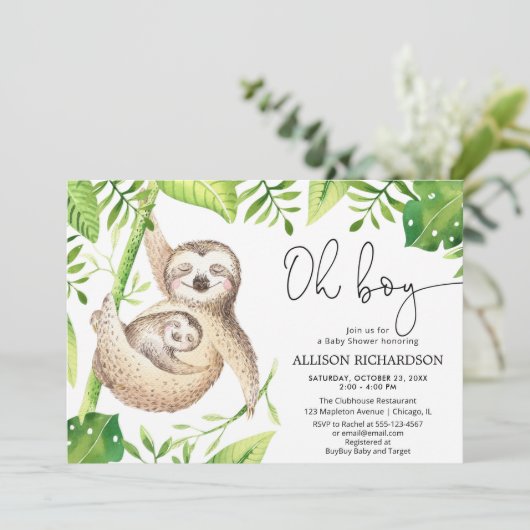 オ・ボーイ熱帯緑のの男離れの子の赤のシャワー 招待状 (スタンド正面)