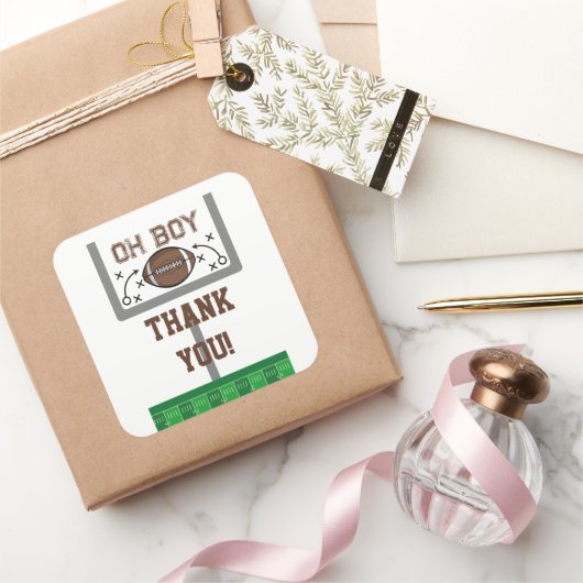 オ・ボーイ・フットボール・ベビーシャワー スクエアシール (ギフト)