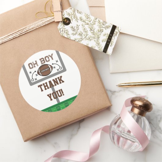 オ・ボーイ・フットボール・ベビーシャワー ラウンドシール (ギフト)