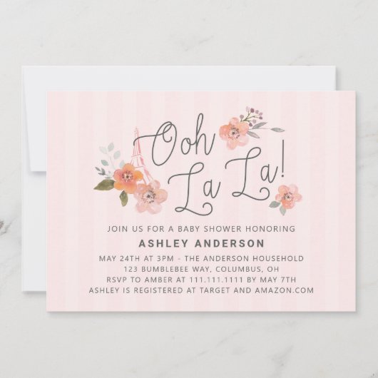 オ・ラ・ラ フレンチ ベイビー シャワーの招待状 招待状 (正面)