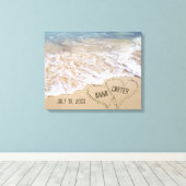 オceanの波とビーチハート キャンバスプリント (インサイチュ (ウッドフロア))