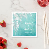 オceanターコイズブルーパーティーナプキン 白いパーム スタンダードカクテルナプキン (インサイチュ)