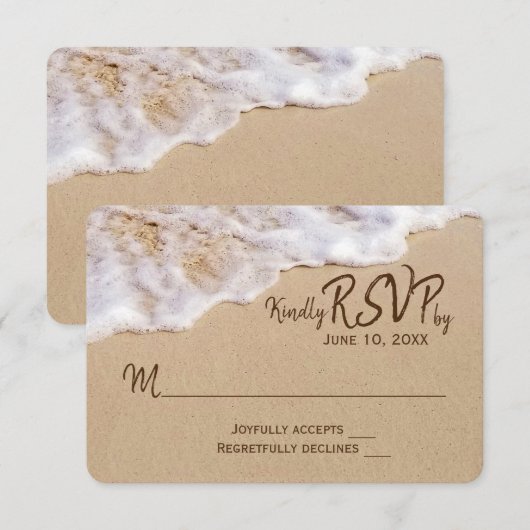 オcean Beach Sand 出席連絡 招待状 (正面/裏面)