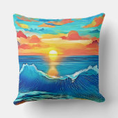 オcean Sunset Wave アート クッション (裏面)