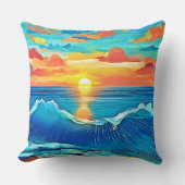 オcean Sunset Wave アート クッション (正面)