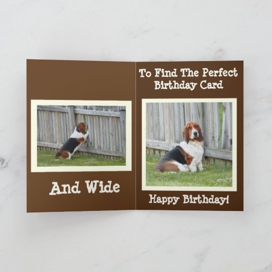 カおもしろいウトサーチ用バセットハウンド付き誕生日カード カード (内部)
