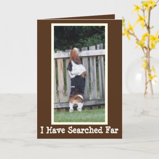 カおもしろいウトサーチ用バセットハウンド付き誕生日カード カード (黄色い花)