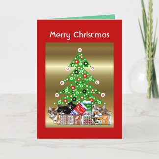 カおもしろいスタマイズ可能なCat & Kitten Crismas Card シーズンカード