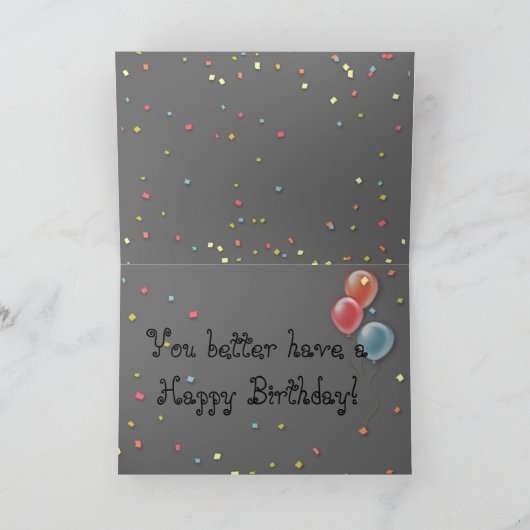 カおもしろいットバセットハウンド付き誕生日カード カード (内部)