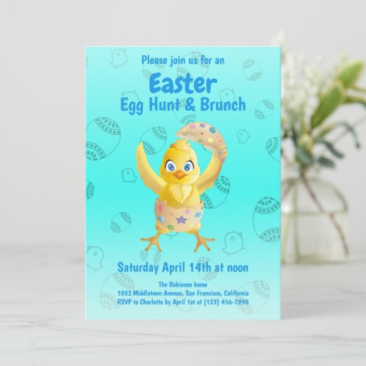 カおもしろいワイイエローヒヨコ復活卵狩りパーティー 招待状 (スタンド正面)