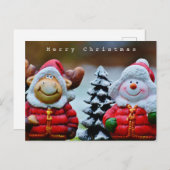 カおもしろいワイトムースと雪だるま ポストカード (正面/裏面)