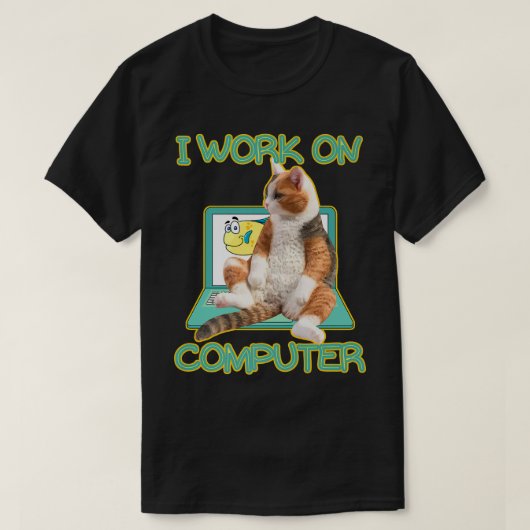 カおもしろいワイト子猫&コンピューターサイエンスPET L Tシャツ (デザイン正面)