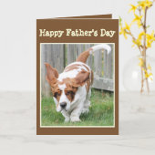 カおもしろいワイト・バセット・ハウンド「父の日のカード」 カード (黄色い花)