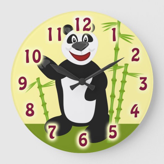 カすごいワイトパンダおもしろいアートデザイン ラージ壁時計 (正面)