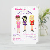 カすごいワイトパンパーパーティーガールズ誕生日招待状 招待状 (スタンド正面)