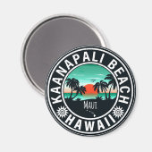 カアナパリビーチハワイレトロサンセットディ土産60s マグネット (正面/裏面)