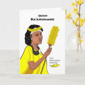 カアヒューマン女王の誕生日、3月17日、羽根 カード (黄色い花)