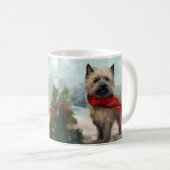 カアーン・テリアの犬と雪のクリスマス コーヒーマグカップ (正面右)