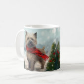 カアーン・テリアの犬と雪のクリスマス コーヒーマグカップ (正面左)