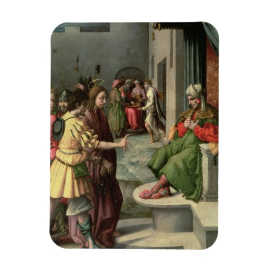 カイアパスの前のキリスト, c.1535 (パネル上の油) マグネット (縦)