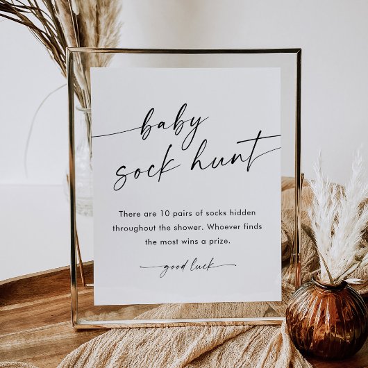 カイアベビー靴下狩りベビーシャワーゲームサイン ポスター
