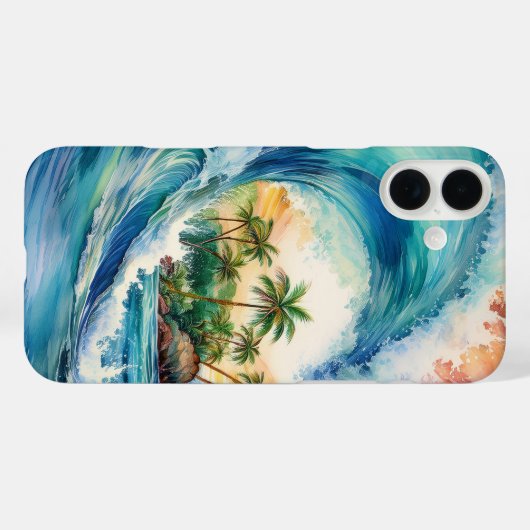 カイアロハモートウオーターカラーウェーブ Case-Mate iPhoneケース (裏面 (横))