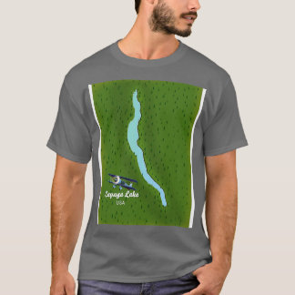 カイウガ湖の米国の地図 Tシャツ