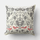 カイエンコーラルグレーヴィンテージフローラバード クッション (正面)
