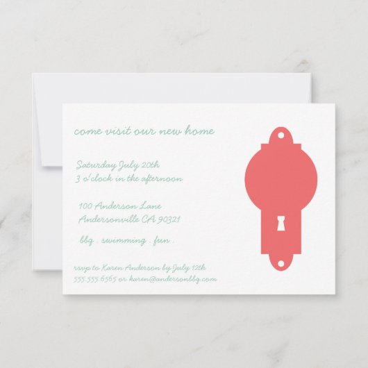 カイエンドアノブ引っ越し祝いパーティーパーティー招待状 招待状 (裏面)