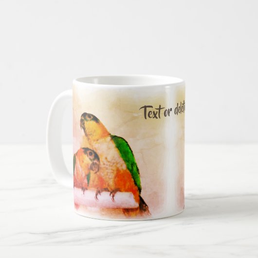 カイカラフルクのオウムのペア鳥のアートパーソナライズされた コーヒーマグカップ (正面左)