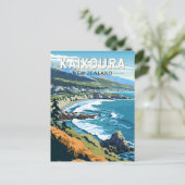 カイコウラニュージーランドトラベルアートヴィンテージ ポストカード (スタンド正面)