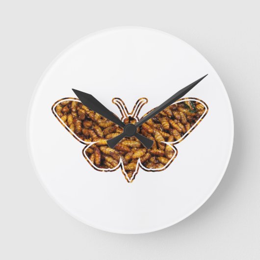 カイコガライフサイクルシルエット ラウンド壁時計 (正面)