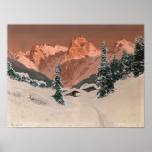 カイザータールでの日没、雪に覆われた山々 ポスター (正面)