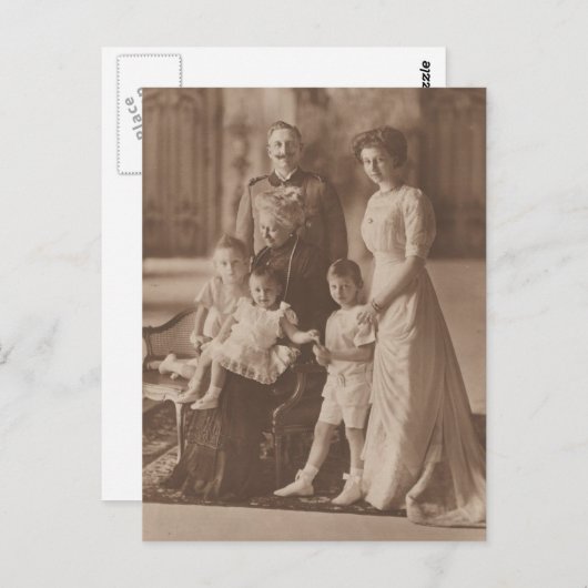 カイザー・ウィルヘルムIIと娘と孫#041D ポストカード (正面/裏面)