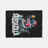 カイジュクリスマスサンタジラ日本のモンスターディノサ フリースブランケット (正面(横))