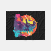 カイジュ誕生日おもしろいボーイズ誕生日モンスター フリースブランケット (正面(横))