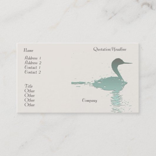 カイツブリ目または自然の名刺 名刺 (正面)