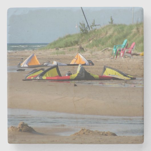 カイテサーファーズバイミシガン湖 ストーンコースター (正面)