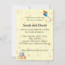 カイトよくはしゃぐとキューブ付き赤ちゃんシャワー招待状 招待状