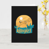 カイトガールカイトサーフィンウォータースポーツ カード (黄色い花)