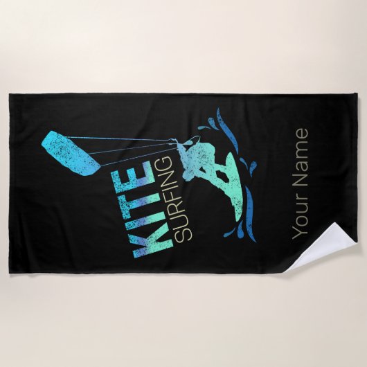 カイトサーフィンヴィンテージカイトボーダーカイトサーフィン ビーチタオル (正面)