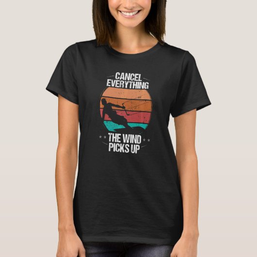カイトサーフィンヴィンテージ風の予測カイトボードキット Tシャツ (正面)
