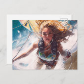 カイトサーフィン女性 ポストカード (正面/裏面)