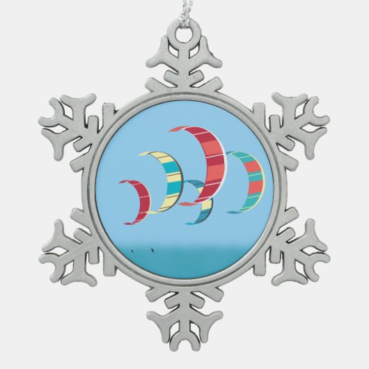 カイトサーフィン スノーフレークピューターオーナメント (正面)