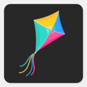 カイトスタント飛んでいるカイトギフト スクエアシール (正面)