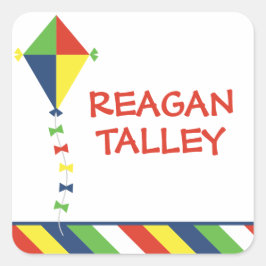 カイトストライプパーソナライズされたシール スクエアシール