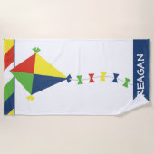 カイトストライプビーチパーソナライズされたタオル ビーチタオル (正面)